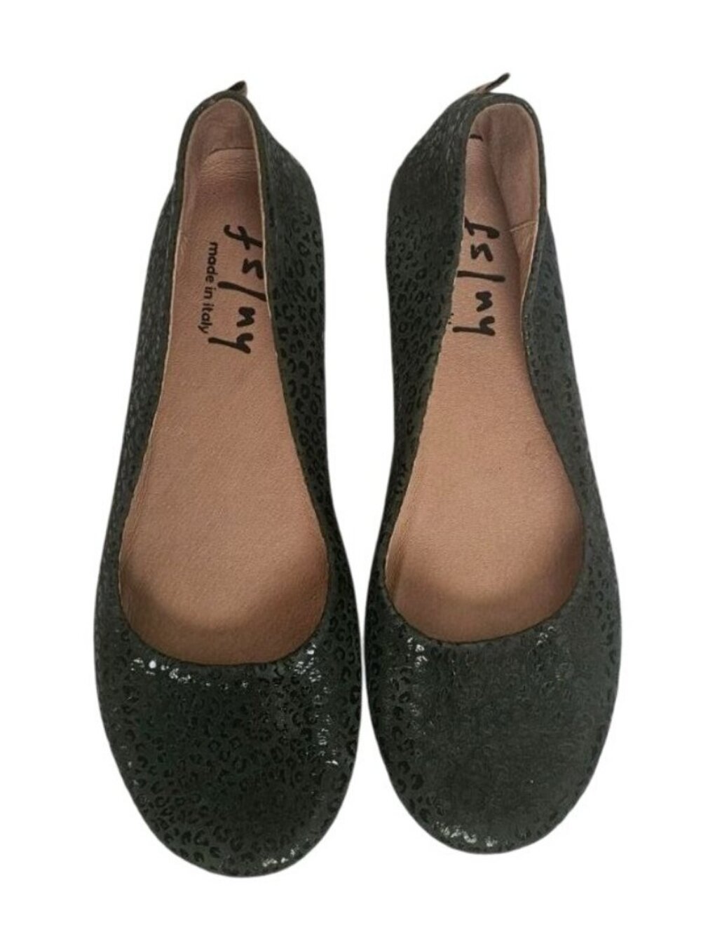 French Sole FS/NY Dark Green Leopard Print Zeppa Semi-Wedge Shoe Women's 7.5 - Picture 2 of 12
